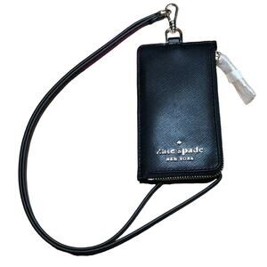 Kate Spade Staci Card Case ID window ID wallet Lanyard Black